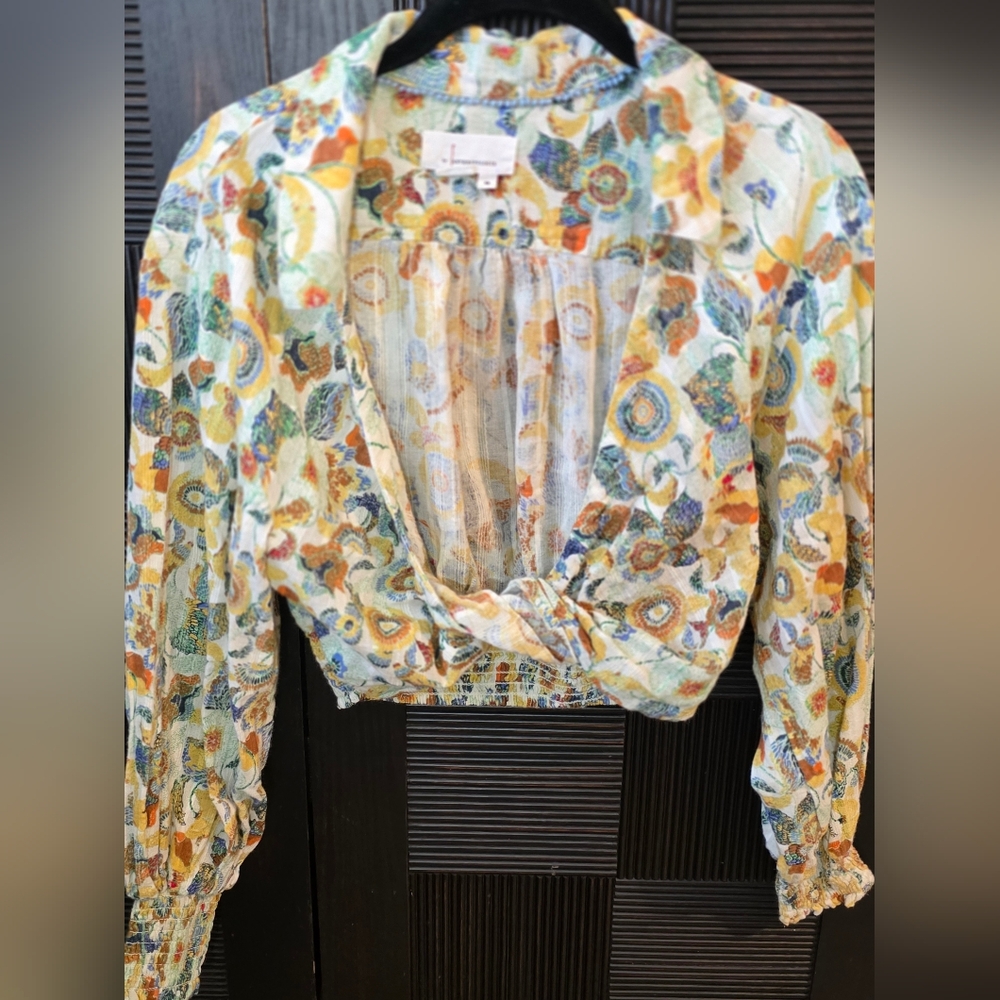 Anthropologie Floral Twist Crop Top